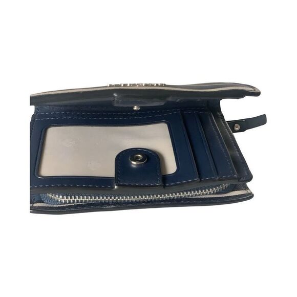 Kate Spade Cameron York Blue Stripe Large Slim Bifold Leather Wallet - Pre-Owned - Picture 3 of 5